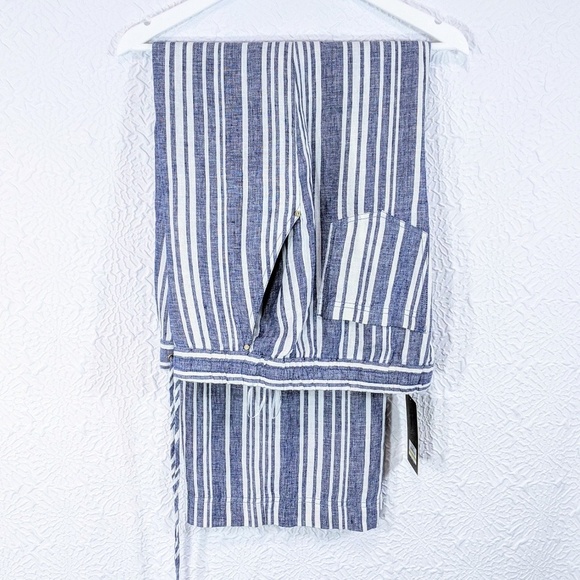 Jones New York Striped 100% Linen Pants - Picture 1 of 8